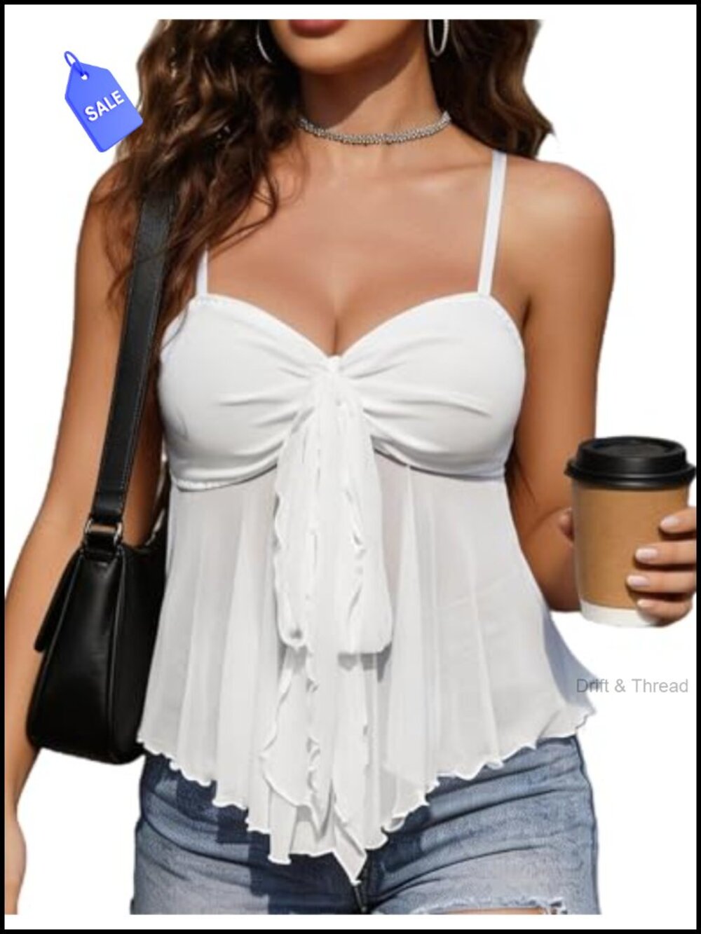 Mesh Bow Tie Peplum Crop Cami Y2K Tank Top Lingerie